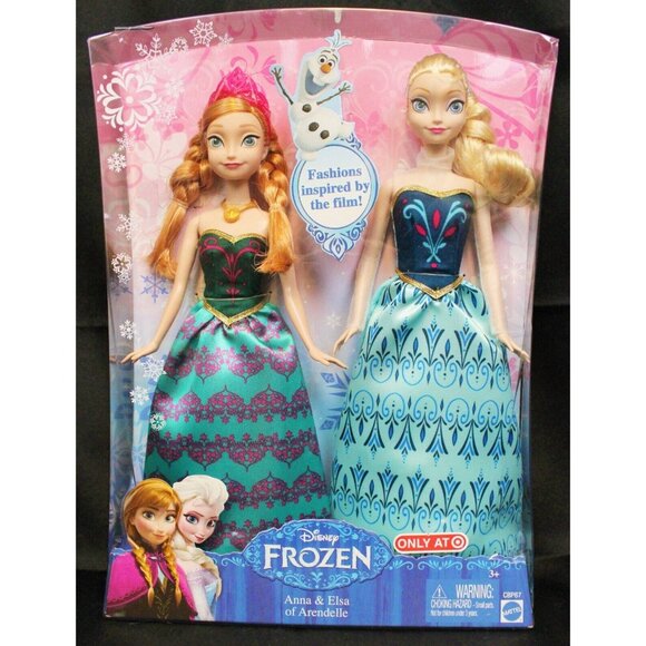 2013 Mattel Disney Frozen Anna & Elsa Of Arendelle Target Exclusive Dolls Set